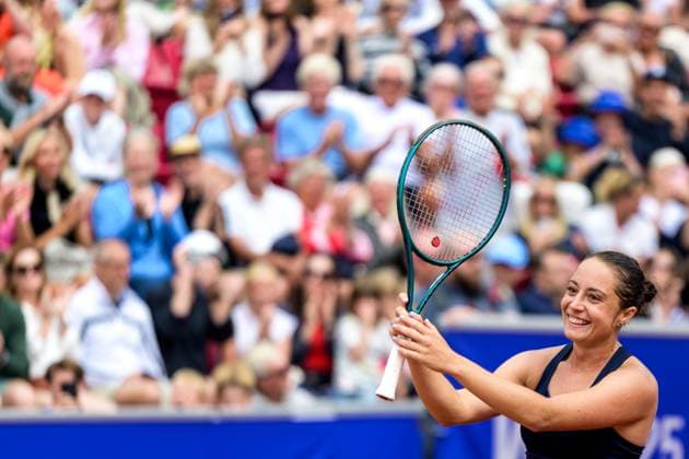 250712 Katarzyna Kawa of Poland celebrates after the singel final of Nordea Open on July 12, 2025 in Bastad. Photo: Mathilda Schuler BILDBYRAN kod MA MA0844 tennis WTA, Tennis Damen 125 nordea open singelfinal dam bbeng jubel Copyright: MATHILDAxSCHULER BB250712MA069