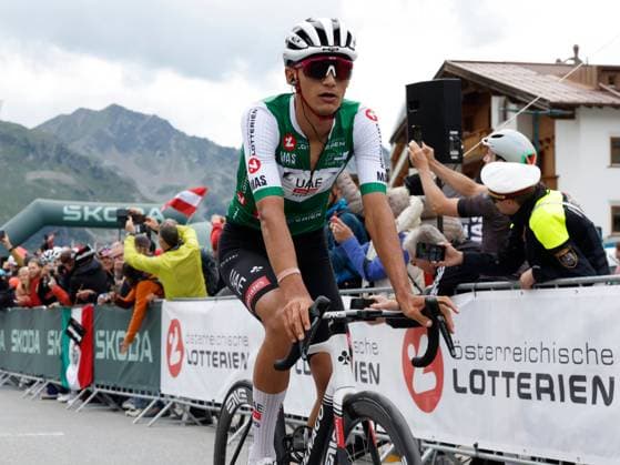 CYCLING - Tour of Austria 2025 KUEHTAI,AUSTRIA,12.JUL.25 - CYCLING - Tour of Austria, stage 3, Innsbruck - Kuehtai. Image shows the rejoicing of Isaac del Toro (MEX UAE TEAM EMIRATES XRG).  GEPAxpictures xMichaelxKristen