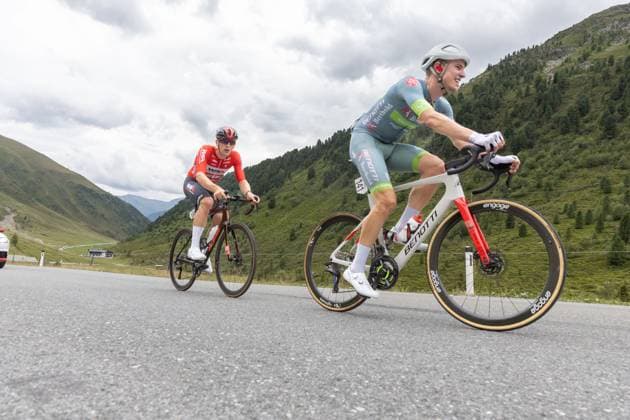 CYCLING - Tour of Austria 2025 KUEHTAI,AUSTRIA,12.JUL.25 - CYCLING - Tour of Austria, stage 3, Innsbruck - Kuehtai. Image shows Calvin Dik (GER Benotti Berthold) and Maximilian Schmidbauer (AUT WSA KTM Graz).  GEPAxpictures xMichaelxKristen