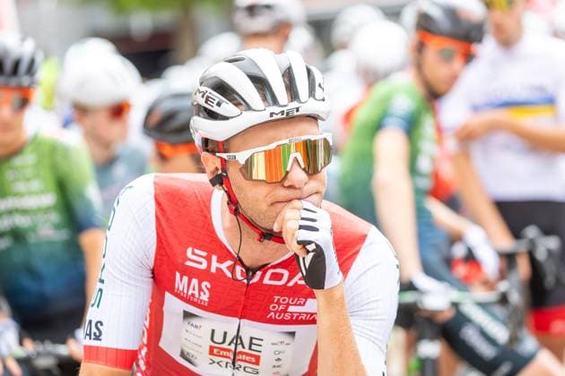 12.07.2025, Kühtai, AUT, Tour of Austria 2025, Etappe 4 von Innsbruck nach Kühtai (117,1 km), im Bild Felix Grossschartner (AUT, UAE TEAM EMIRATES XRG) Felix Grossschartner (AUT, UAE TEAM EMIRATES XRG) before the start of the stage 4 from Innsbruck to Kühtai (117,1 km) of the Tour of Austria. Kühtai, Austria on 2025 07 12. Expa Kühtai