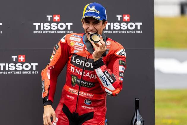 MotoGP 2025, 11. Lauf, Sachsenring MotoGP, 11. Lauf, Sachsenring, Liqui Moly Grand Prix of Germany, Hohenstein-Ernstthal, 10.- 13. Juli 2025, Podium: Race winner Marc Marquez, Ducati Team. *** MotoGP 2025, 11 race, Sachsenring MotoGP, 11 race, Sachsenring, Liqui Moly Grand Prix of Germany, Hohenstein Ernstthal, July 10 13, 2025, Podium race winner Marc Marquez, Ducati Team