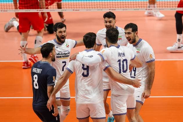 OLSZTYN 12.07.2025 SIATKOWKA MIEDZYNARODOWY MECZ TOWARZYSKI POLSKA - IRAN - - - FRIENDLY INTERNATIONAL VOLLEYBALL MATCH: POLAND - IRAN NZ MOHAMMADREZA HAZRAT EHSAN DANESHDOUST PORIYA HOSSEIN KHANZADEH FIROUZJAH AMIN ESMAEILNEZHAD JAVAD KARIMISOUCHELMAEI RADOSC CELEBRATE FOT. MACIEJ GILEWSKI 400mm.pl NEWSPIX.PL --- newspix.pl 