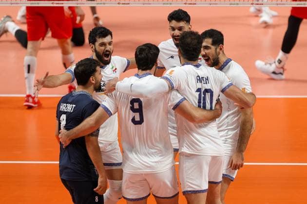 OLSZTYN 12.07.2025 SIATKOWKA MIEDZYNARODOWY MECZ TOWARZYSKI POLSKA - IRAN - - - FRIENDLY INTERNATIONAL VOLLEYBALL MATCH: POLAND - IRAN NZ MOHAMMADREZA HAZRAT EHSAN DANESHDOUST PORIYA HOSSEIN KHANZADEH FIROUZJAH AMIN ESMAEILNEZHAD JAVAD KARIMISOUCHELMAEI RADOSC CELEBRATE FOT. MACIEJ GILEWSKI 400mm.pl NEWSPIX.PL --- newspix.pl 