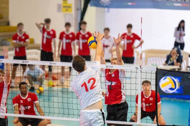 BISGAARD Kristoffer Norager, during the challenge between the national teams of Denmark and England, valid for the qualification for the European CEV U22 2026 during Men s U22 European Championship, EM, Europameisterschaft Qualification Tournament - Denmark vs England, Events in Cisterna Latina, Italy, July 12 2025  Copyright: xClaudioxEnea IPAxSportx xipa-agency.netx xx IPA_60308413 IPA_Agency_IPA60308413