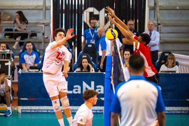 VOLLEY - Evento - Men s U22 European Championship, EM, Europameisterschaft Qualification Tournament - Denmark vs England BISGAARD Kristoffer Norager, during the challenge between the national teams of Denmark and England, valid for the qualification for the European CEV U22 2026 during Men s U22 European Championship Qualification Tournament - Denmark vs England, Events in Cisterna Latina, Italy, July 12 2025 Cisterna Latina Italy  Copyright: xIPAxSport ABACAx