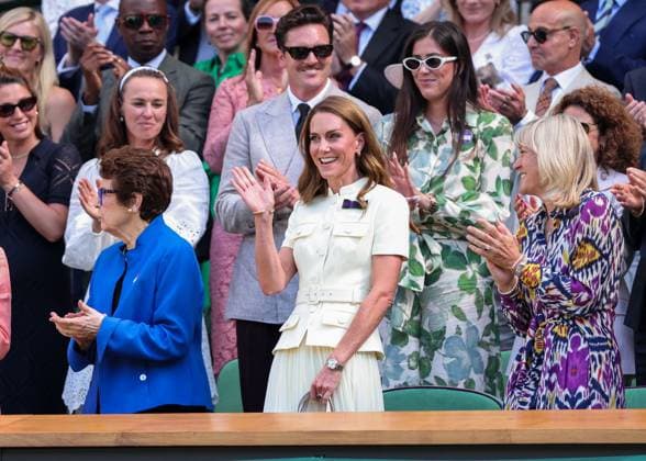 Wimbledon Feature, Tennis Legende Billie Jean King und Catherine, Princess of Wales und Martina Hingis in the Royal Box Copyright: xJuergenxHasenkopfx