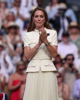 Wimbledon Feature, Catherine, Princess of Wales waehrend der Siegerehrung, Presentation auf dem Centre Court Tennis - Wimbledon 2025 - Grand Slam ITF ATP, Tennis Herren WTA, Tennis Damen - AELTC - London - - Great Britain - 12 July 2025. Copyright: xJuergenxHasenkopfx
