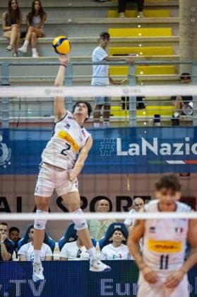 FRASCIO Diego during the challenge between the national teams of Ukraine and Italy, valid for the qualification for the European CEV U22 2026 during Men s U22 European Championship, EM, Europameisterschaft Qualification Tournament - Italy vs Ukraine, Events in Cisterna Latina, Italy, July 12 2025  Copyright: xClaudioxEnea IPAxSportx xipa-agency.netx xx IPA_60318219 IPA_Agency_IPA60318219
