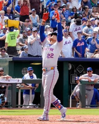 July 12, 2025: New York Mets designated hitter Juan Soto (22) celebrates a home run against the Royals at Kauffman Stadium Kansas City, Missouri. CSM. Kansas City United States - ZUMAc04_ 20250712_zma_c04_119 Copyright: xJonxRobichaudx