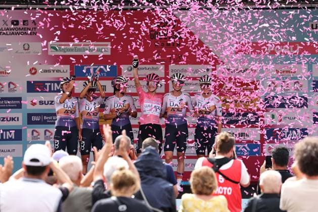 Uae Team Adq™s during the 8th stage of the Giro d™Italia Women, from ForlÃ¬ to Imola (Autodromo Enzo e Dino Ferrari), Italy Sunday, July 13, 2025. - cycling .  Copyright: xAlessandroxGarofalo LaPressex