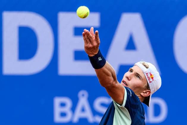 250720 Nicolai Budkov Kjaer of Norway during the qualifier tennis match at Nordea Open on July 20, 2025 in Bastad. Photo: Mathilda Schuler BILDBYRAN kod MA MA0845 tennis ATP, Tennis Herren 250 nordea open bbeng kval norge norway Copyright: MATHILDAxSCHULER BB250720MA001