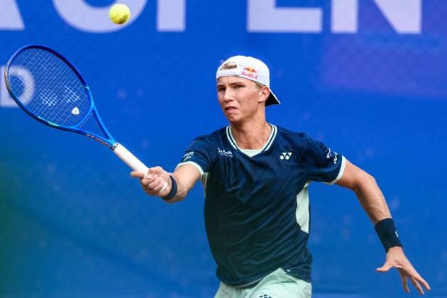 250720 Nicolai Budkov Kjaer of Norway during the qualifier tennis match at Nordea Open on July 20, 2025 in Bastad. Photo: Mathilda Schuler BILDBYRAN kod MA MA0845 tennis ATP, Tennis Herren 250 nordea open bbeng kval norge norway Copyright: MATHILDAxSCHULER BB250720MA010