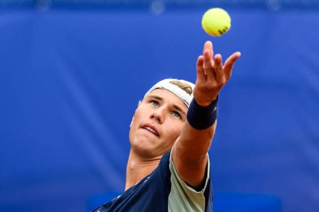 Sport Bilder des Tages 250720 Nicolai Budkov Kjaer of Norway during the qualifier tennis match at Nordea Open on July 20, 2025 in Bastad. Photo: Mathilda Schuler BILDBYRAN kod MA MA0845 tennis ATP, Tennis Herren 250 nordea open bbeng kval norge norway Copyright: MATHILDAxSCHULER BB250720MA015