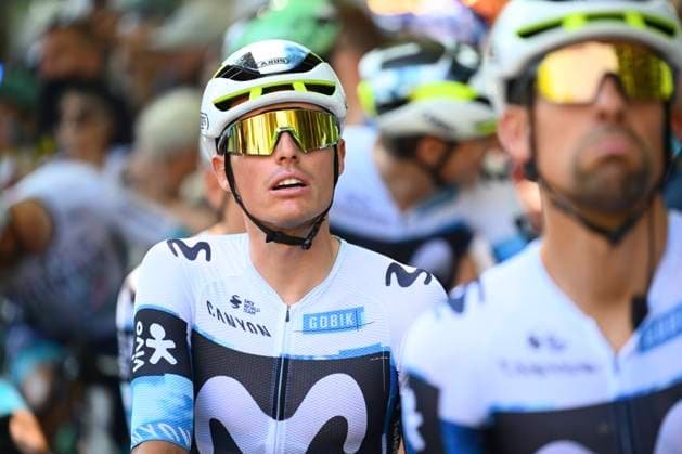 Tour de France 2025 Stage 9 CHATEAUROUX, FRANCE - JULY 13 : Mas Enric (ESP) of Movistar Team during stage 9 of the 112th edition of Tour de France an UCI World Tour 2.UWT cycling road race stage for Men Elite of 170 km with start in Chinon and finish in Chateauroux on July 13, 2025 in Chateauroux, France, 13 07 2025 ( Motordriver Kenny Verfaillie - Chateauroux France  Copyright: xVincentxKalutx