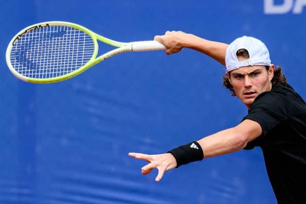 250720 Olle Wallin of Sweden during the qualifier tennis match at Nordea Open on July 20, 2025 in Bastad. Photo: Mathilda Schuler BILDBYRAN kod MA MA0845 tennis ATP, Tennis Herren 250 nordea open bbeng kval sweden sverige Copyright: MATHILDAxSCHULER BB250720MA016