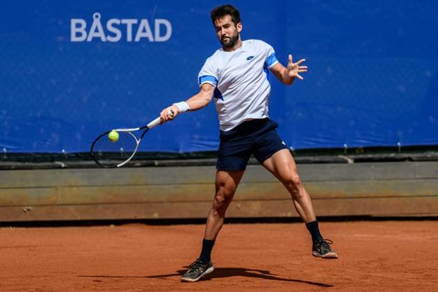 250720 Viktor Durasovic of Norway during the qualifier tennis match at Nordea Open on July 20, 2025 in Bastad. Photo: Mathilda Schuler BILDBYRAN kod MA MA0845 tennis ATP, Tennis Herren 250 nordea open bbeng kval norge norway Copyright: MATHILDAxSCHULER BB250720MA021