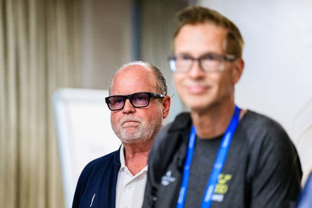 250713 Tounament Director Christer Hult during a press conference, PK, Pressekonferenz with Mikael Ymer of Sweden (not in picture) at Nordea Open on July 13, 2025 in Bastad. Photo: Mathilda Schuler BILDBYRAN kod MA MA0845 tennis ATP, Tennis Herren 250 nordea open bbeng kval Copyright: MATHILDAxSCHULER BB250713MA005