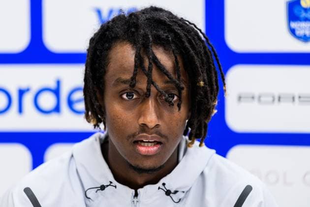 250713 Mikael Ymer of Sweden during a press conference, PK, Pressekonferenz at Nordea Open on July 13, 2025 in Bastad. Photo: Mathilda Schuler BILDBYRAN kod MA MA0845 tennis ATP, Tennis Herren 250 nordea open bbeng kval Copyright: MATHILDAxSCHULER BB250713MA006