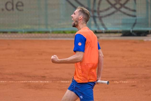 Oscar Otte GER Jubel 13.07.2025 Tennis 1. Bundesliga Herren, TC Bredeney vs TK BW Aachen, Tennis Club Bredeney, Essen,
