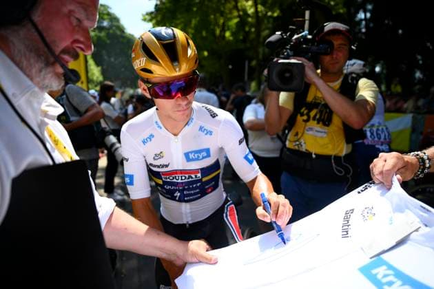 Tour de France 2025 Stage 9 CHATEAUROUX, FRANCE - JULY 13 : Evenepoel Remco (BEL) of Soudal Quick-Step during stage 9 of the 112th edition of Tour de France an UCI World Tour 2.UWT cycling road race stage for Men Elite of 170 km with start in Chinon and finish in Chateauroux on July 13, 2025 in Chateauroux, France, 13 07 2025 ( Motordriver Kenny Verfaillie - Chateauroux France  Copyright: xVincentxKalutx