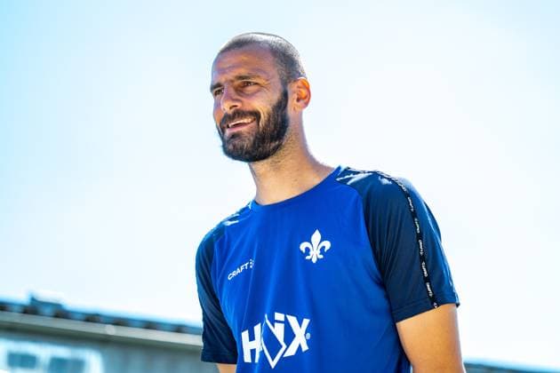 Aleksandar Vukotic (SV Darmstadt 98, 20) im interview, SV Darmstadt 98, Fussball, 2. Bundesliga, Trainingslager, 4. Tag, 13.07.2025. SV Darmstadt 98, Fussball, 2. Bundesliga, Trainingslager, 4. Tag, 13.07.2025. Bad Wörishofen