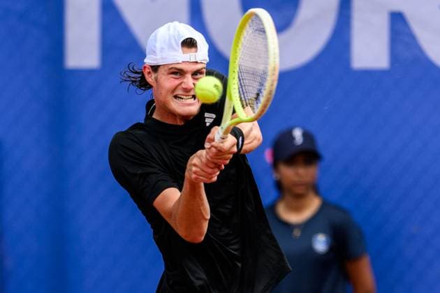 250713 Olle Wallin of Sweden during the qualifier tennis match at Nordea Open on July 13, 2025 in Bastad. Photo: Mathilda Schuler BILDBYRAN kod MA MA0845 tennis ATP, Tennis Herren 250 nordea open bbeng kval sweden sverige Copyright: MATHILDAxSCHULER BB250713MA008