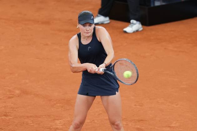 GER, Hamburg, xFSx, ATP250 Frauen-Tennistunier Qualifikationsrunde , MSC Hamburg Ladies Open 2025, 13.07.2025 Carlota Martinez Cirez (ESP), Anna Petkovic (GER) v.l., Anna Petkovic (GER) spielt eine Rueckhand Copyright: HMBxMedia FernandoxSoares