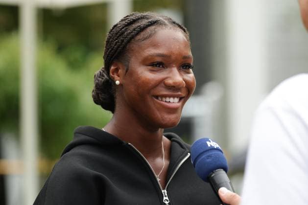 GER, Hamburg, xFSx, ATP250 Frauen-Tennistunier , MSC Hamburg Ladies Open Auslosung 2025, 13.07.2025 v.l., Noma Noha Akugue (GER) beim interview Copyright: HMBxMedia FernandoxSoares