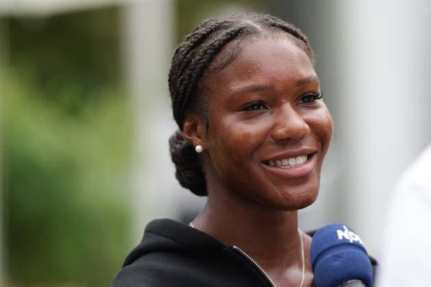 GER, Hamburg, xFSx, ATP250 Frauen-Tennistunier , MSC Hamburg Ladies Open Auslosung 2025, 13.07.2025 v.l., Noma Noha Akugue (GER) beim interview Copyright: HMBxMedia FernandoxSoares