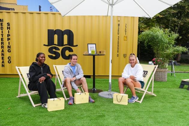 GER, Hamburg, xFSx, ATP250 Frauen-Tennistunier , MSC Hamburg Ladies Open Auslosung 2025, 13.07.2025 v.l., Noma Noha Akugue (GER) , Lois Boisson (FRA) , Nastasja Schunk (GER) Copyright: HMBxMedia FernandoxSoares