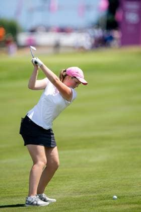 LOTTIE WOAD ALMUNDI EVIAN CHAMPIONSHIP PHOTOPQR LE DAUPHINE Grégory YETCHMENIZA ; Évian-les-Bains ; 13 07 2025 ; Évian-les-Bains (Haute-Savoie),13 juillet. 2025 THE ALMUNDI EVIAN CHAMPIONSHIP sur notre photo : Lottie Woad, England. Grégory Yetchmeniza Le Dauphiné Libéré