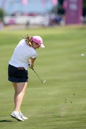 LOTTIE WOAD ALMUNDI EVIAN CHAMPIONSHIP PHOTOPQR LE DAUPHINE Grégory YETCHMENIZA ; Évian-les-Bains ; 13 07 2025 ; Évian-les-Bains (Haute-Savoie),13 juillet. 2025 THE ALMUNDI EVIAN CHAMPIONSHIP sur notre photo : Lottie Woad, England. Grégory Yetchmeniza Le Dauphiné Libéré