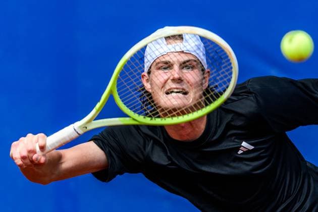 250713 Olle Wallin of Sweden during the qualifier tennis match at Nordea Open on July 13, 2025 in Bastad. Photo: Mathilda Schuler BILDBYRAN kod MA MA0845 tennis ATP, Tennis Herren 250 nordea open bbeng kval sweden sverige Copyright: MATHILDAxSCHULER BB250713MA021