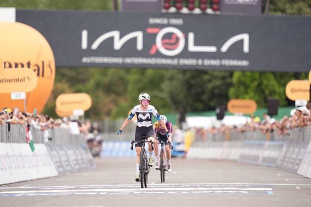 Liane Lippert celebrates as winner after the 8th stage of the Giro d™Italia Women, from ForlÃ¬ to Imola (Autodromo Enzo e Dino Ferrari), Italy Sunday, July 13, 2025. - cycling .  Copyright: xMassimoxPaolone LaPressex