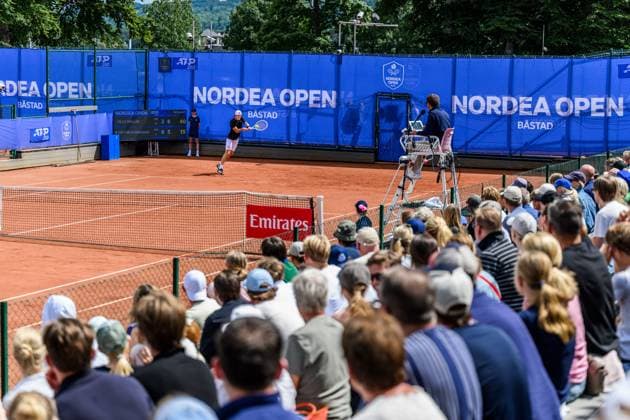250713 Olle Wallin of Sweden during the qualifier tennis match at Nordea Open on July 13, 2025 in Bastad. Photo: Mathilda Schuler BILDBYRAN kod MA MA0845 tennis ATP, Tennis Herren 250 nordea open bbeng kval sweden sverige Copyright: MATHILDAxSCHULER BB250713MA023