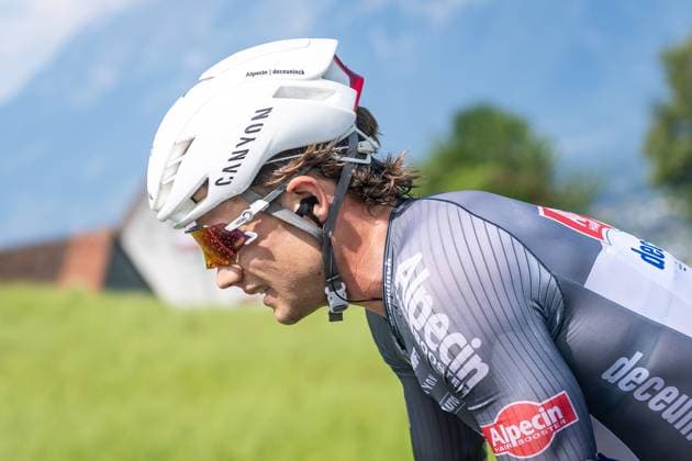 13.07.2025, Feldkirch, AUT, Tour of Austria 2025, Etappe 5 von Feldkirch nach Feldkirch (147,8 km), im Bild Jensen Plowright (AUS, ALPECIN-DECEUNINCK) Jensen Plowright (AUS, ALPECIN-DECEUNINCK) during the stage 5 from Feldkirch to Feldkirch (147,8 km) of the Tour of Austria. Feldkirch, Austria on 2025 07 13. Expa Feldkirch