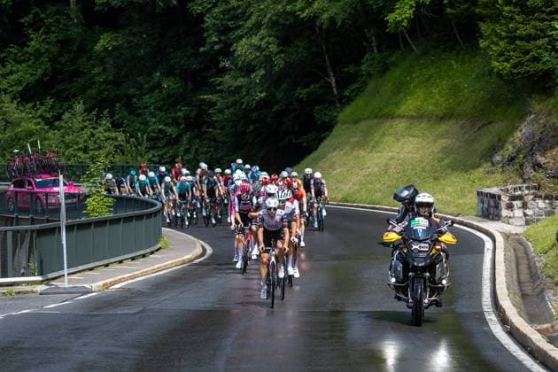 13.07.2025, Feldkirch, AUT, Tour of Austria 2025, Etappe 5 von Feldkirch nach Feldkirch (147,8 km), im Bild Peloton bei Innerlaterns Peloton bei Innerlaterns during the stage 5 from Feldkirch to Feldkirch (147,8 km) of the Tour of Austria. Feldkirch, Austria on 2025 07 13. Expa Feldkirch
