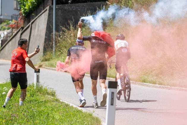 13.07.2025, Feldkirch, AUT, Tour of Austria 2025, Etappe 5 von Feldkirch nach Feldkirch (147,8 km), im Bild Etappensieger Bob Jungels (LUX, INEOS GRENADIERS) Etappensieger Bob Jungels (LUX, INEOS GRENADIERS) during the stage 5 from Feldkirch to Feldkirch (147,8 km) of the Tour of Austria. Feldkirch, Austria on 2025 07 13. Expa Feldkirch