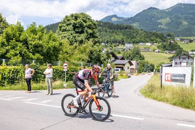 13.07.2025, Feldkirch, AUT, Tour of Austria 2025, Etappe 5 von Feldkirch nach Feldkirch (147,8 km), im Bild Etappensieger Bob Jungels (LUX, INEOS GRENADIERS) im Finish Etappensieger Bob Jungels (LUX, INEOS GRENADIERS) im Finish during the stage 5 from Feldkirch to Feldkirch (147,8 km) of the Tour of Austria. Feldkirch, Austria on 2025 07 13. Expa Feldkirch