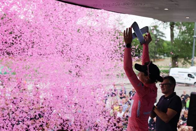 Longo Borghini Elisa n the podium after the 8th stage of the Giro d™Italia Women, from ForlÃ¬ to Imola (Autodromo Enzo e Dino Ferrari), Italy Sunday, July 13, 2025. - cycling .  Copyright: xAlessandroxGarofalo LaPressex