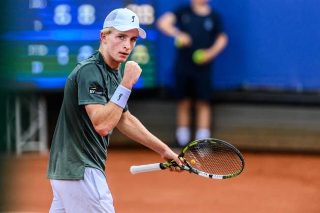 250713 Ludvig Fredrik Hede of Sweden celebrates during the qualifier tennis match at Nordea Open on July 13, 2025 in Bastad. Photo: Mathilda Schuler BILDBYRAN kod MA MA0845 tennis ATP, Tennis Herren 250 nordea open bbeng kval sweden sverige jubel Copyright: MATHILDAxSCHULER BB250713MA034