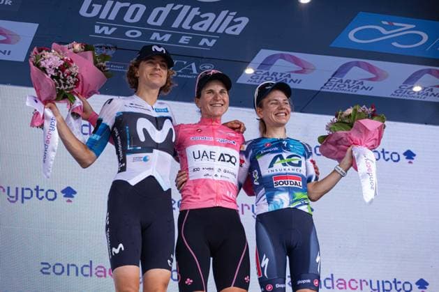 Final Podium of GC during Giro d Italia Women - Stage 8 - Forli Imola, Giro d Italia race in Imola, Italy, July 13 2025  Copyright: xTommasoxBerardi IPAxSportx xipa-agency.netx xx IPA_60334742 IPA_Agency_IPA60334742
