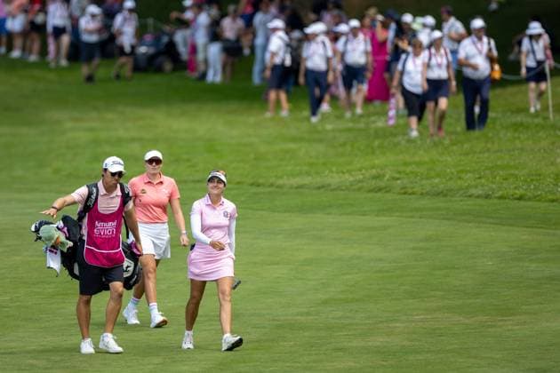 NASTASIA NADAUD ALMUNDI EVIAN CHAMPIONSHIP PHOTOPQR LE DAUPHINE Grégory YETCHMENIZA ; Évian-les-Bains ; 13 07 2025 ; Évian-les-Bains (Haute-Savoie),13 juillet. 2025 THE ALMUNDI EVIAN CHAMPIONSHIP sur notre photo : Nastasia Nadaud. Grégory Yetchmeniza Le Dauphiné Libéré