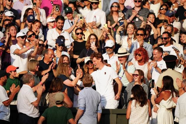 Jannik Sinner celebrates victory with his mother Wimbledon Tennis Championships, Day 14, The All England Lawn Tennis and Croquet Club, London, UK - 13 Jul 2025London The All England Lawn Tennis and United Kingdom  Copyright: xJavierxGarcia Shutterstockx 15392297gi