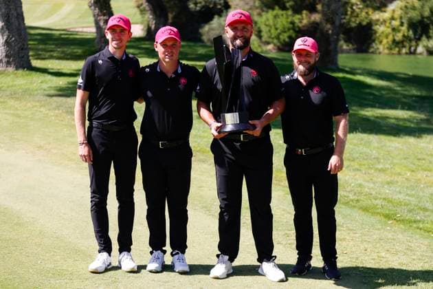 LIV Golf Andalucia - Day Three Jon Rahm of Legion XIII, Caleb Surratt of Legion XIII, Tom McKibbin of Legion XIII, and Tyrrell Hatton of Legion XIII celebrate the victory on day three of LIV Golf Andalucia at Valderrama in Cadiz, Spain, on July 13, 2025. Sotogrande Cadiz Spain  Copyright: xDAXxImagesx originalFilename:daximages-livgolfa250713_npXED.jpg