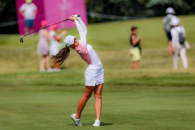 EVIAN-LES-BAINS, FRANCE - 13.07.2025: Aline Krauter (GER) of The Amundi Evian Championship at the Evian Resort Golf Club on July 13, 2025 in Evian-les-Bains, France.