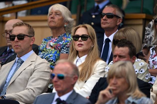 Day Fourteen: The Championships - Wimbledon 2025 LONDON, ENGLAND - JULY 13: Actor Nicole Kidman looks on from the royal box on day fourteen of The Championships Wimbledon 2025 at All England Lawn Tennis and Croquet Club on July 13, 2025 in London, England. (Photo by Visionhaus via ) London All England Lawn Tennis and Croq England United Kingdom Copyright: xVisionhausx 776305105
