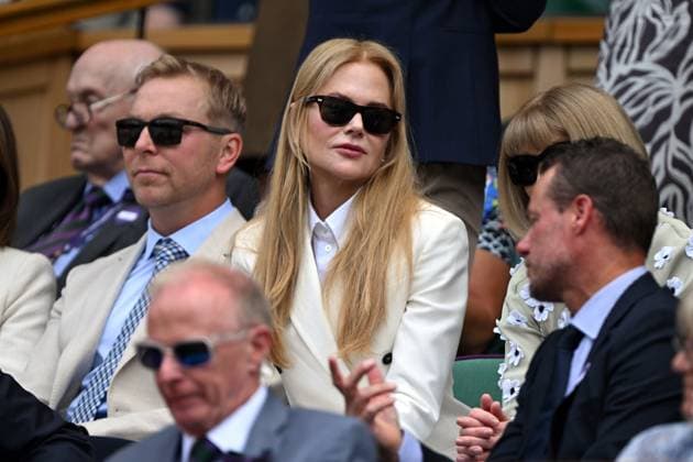 Day Fourteen: The Championships - Wimbledon 2025 LONDON, ENGLAND - JULY 13: Actor Nicole Kidman speaks to former tennis player Lleyton Hewitt in the royal box on day fourteen of The Championships Wimbledon 2025 at All England Lawn Tennis and Croquet Club on July 13, 2025 in London, England. (Photo by Visionhaus via ) London All England Lawn Tennis and Croq England United Kingdom Copyright: xVisionhausx 776305105