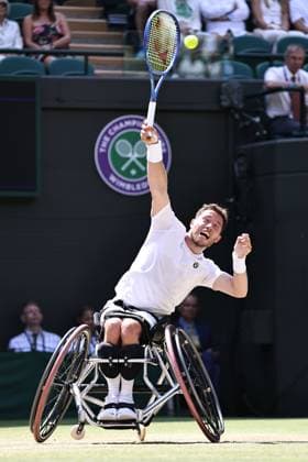 Alfie Hewett, GBR, during wheelchair singles final at 2025 All England Lawn Tennis Championships in Wimbledon, London, 13 07 2025; -