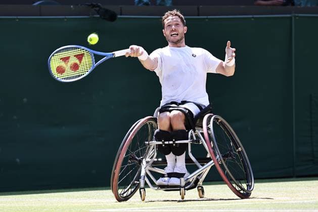 Alfie Hewett, GBR, during wheelchair singles final at 2025 All England Lawn Tennis Championships in Wimbledon, London, 13 07 2025; -